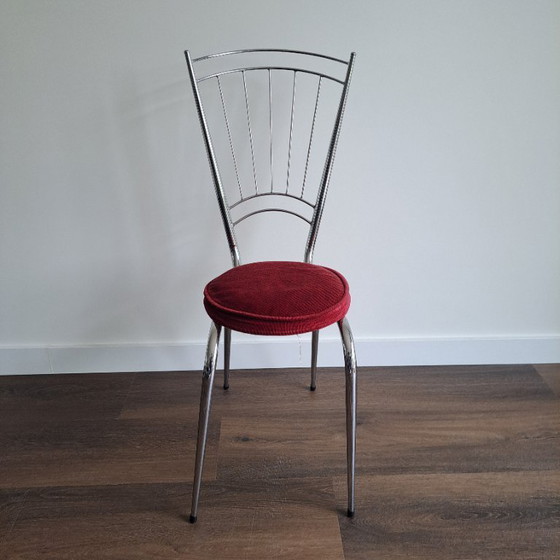 Image 1 of Ensemble de 2 chaises chromées vintage avec coussins