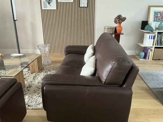 Image 1 of Canapé Cuir graine marron fonçe Roche Bobois