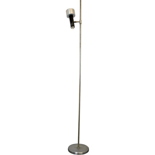 Vintage nikkel en lak vloerlamp met richtbare diffuser door Stilux Milano 1960