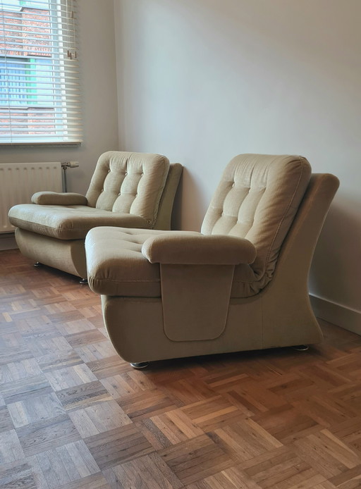 Modular 60s–70s seating set: 2-seater + 1-seater