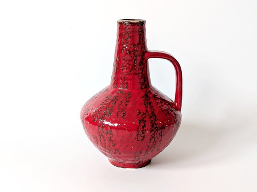 Large Carstens Tönnieshof Red Pitcher Vase | 1960s West German Pottery