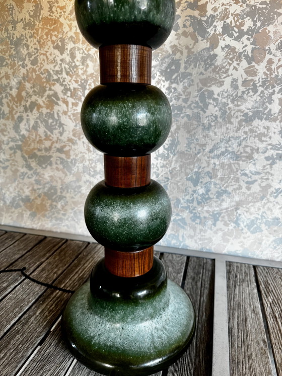 Image 1 of Kaiser Leuchten ceramic and wood lamp