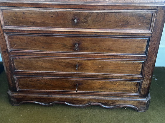 Image 1 of Commode de toilette XIX e s en noyer et marmo stile Luigi Filippo 