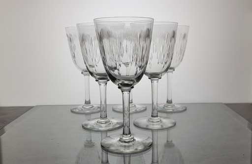6 verres à eau / vin en cristal de Baccarat modèle Molière / présent au catalogue de 1916 de Baccarat (non signé car anté