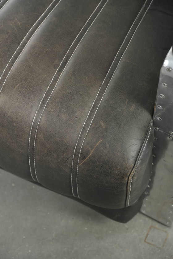 Image 1 of Bijzonder mooie en comfortabele rundleren aviator design armchair/ fauteuil afgewerkt met aluminium