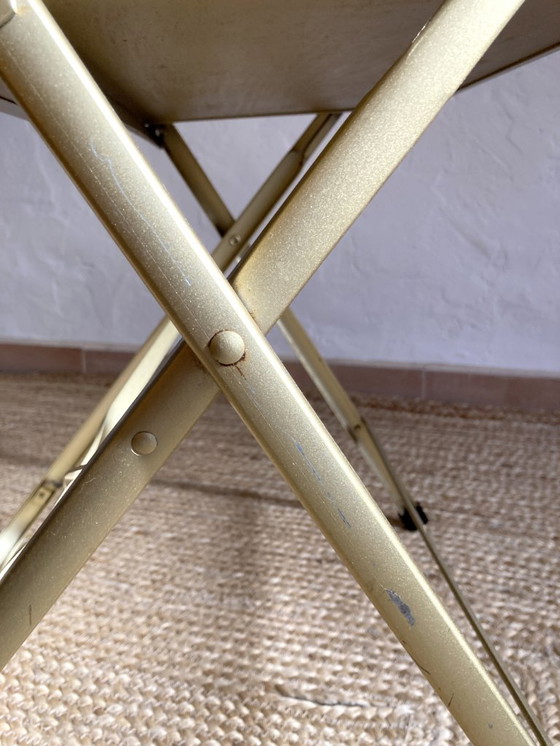 Image 1 of Silla de ópera plegable de metal dorado, década de 1960-1970