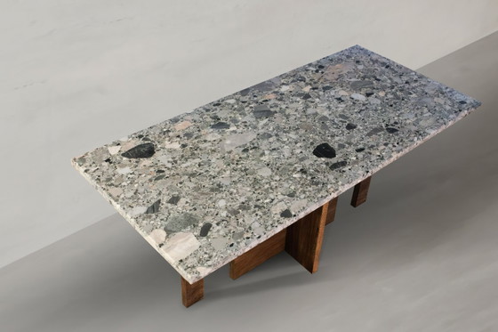Image 1 of Salontafel Recta Breccia Alba, gemaakt van natuursteen en massief eikenhout.