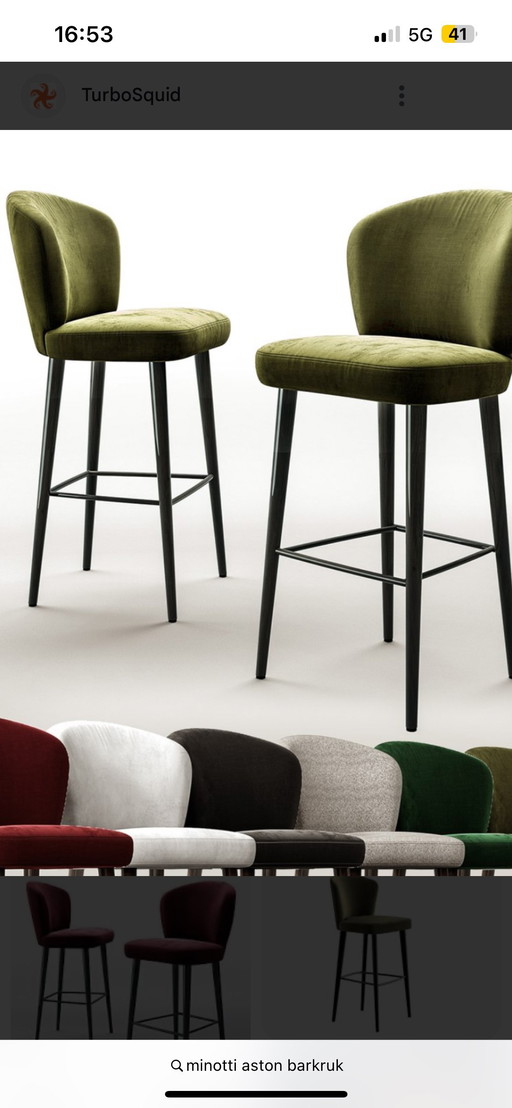 Tabouret de bar Minotti Aston en très bon état - vert