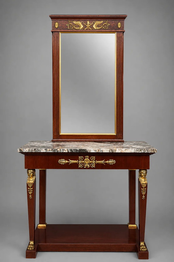 Consola y espejo de estilo Imperio. – Bronze, Marble (photo 2 of 8)