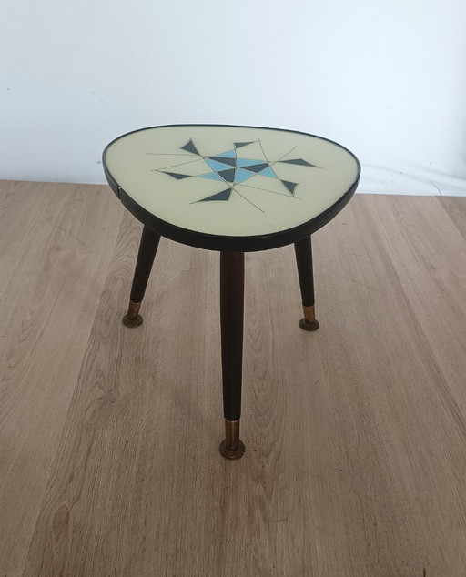 Fifties side table with glass top