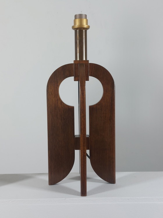 Image 1 of Rare vintage pair of wooden Temde table lamps