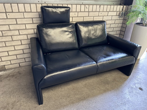 Image 1 of Divano a 2 posti in pelle blu De Sede