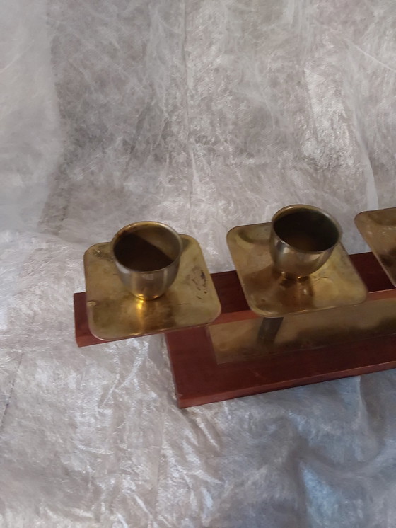 Image 1 of Portacandele vintage in teak con ottone