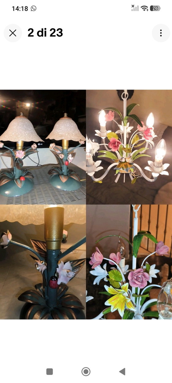 Coordinated Lights Line Tuscany Vintage Fe Battuto Artisan Master Blacksmith. – Kroonluchters, Metal, Glass (photo 2 of 15)