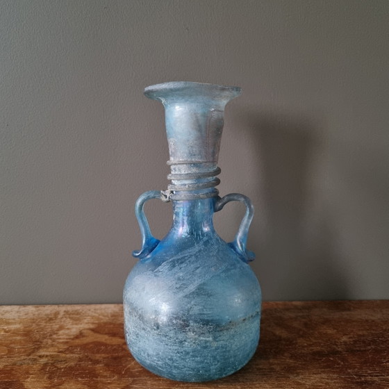 Jarrón Murano Scavo azul celeste con brillo nacarado, ¡una pieza llamativa de mediados de siglo! (photo 3 of 15)