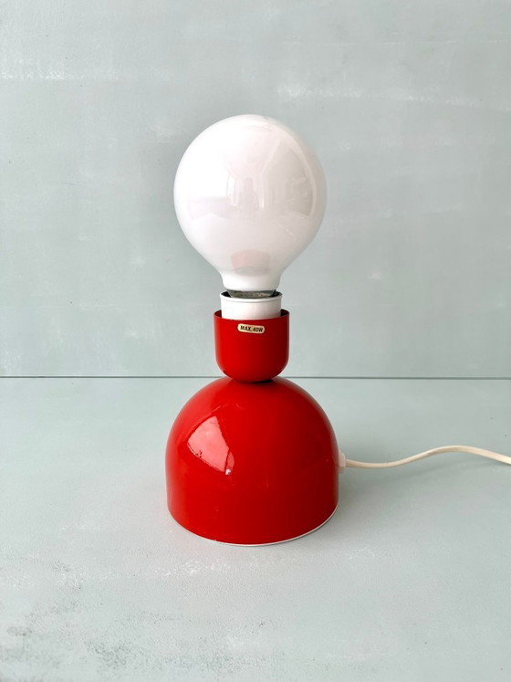 Image 1 of Norlys Lamp, postmodern, Denmark, vintage, 70s, 80s, red, Danish design light