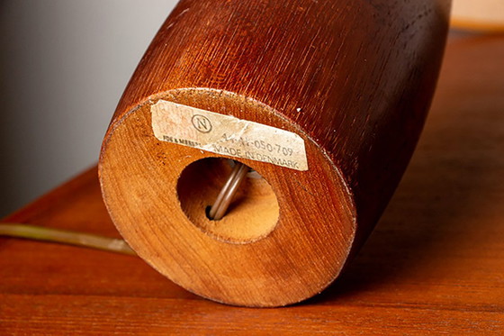 Image 1 of Large Danish keel-shaped table lamp in teak and ebony by Fog & Morup 1960.