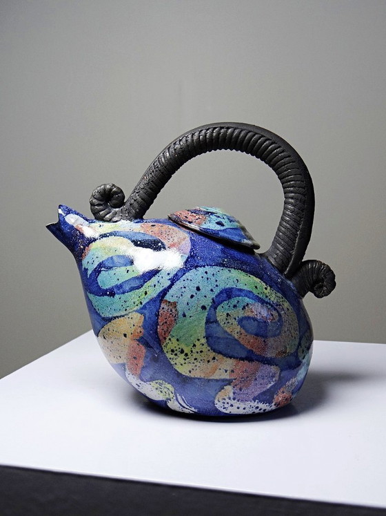 Image 1 of Terracotta teapot, US studio, 1950s-1970s, David Constantine White style