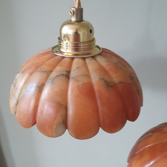 Set de Suspensions Vintage en Marbre Marron, Rouge, Ambre – Marble, Metal (photo 7 of 23)