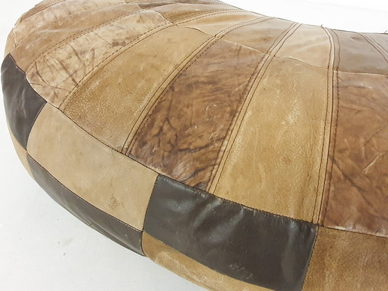 Image 1 of Vintage kidney shaped patchwork ottoman, The Netherlands 1970's