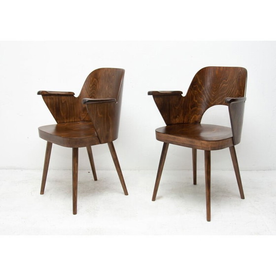 Image 1 of Vintage ebony desk chair by Radomír Hofman for Ton, Czechoslovakia 1960