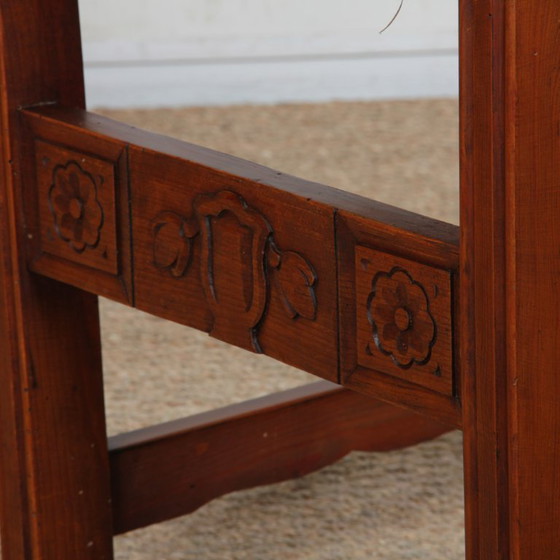 Image 1 of Set of 6 straw-seated wooden chairs, French work, 1950