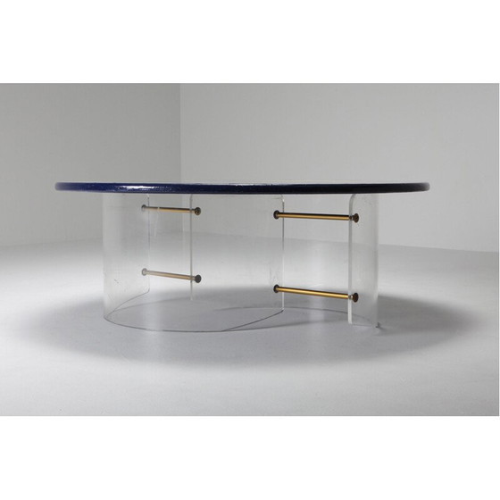 Image 1 of Vintage coffee table with Plexiglas base and resin top, 1990