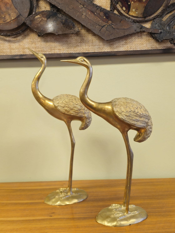 Image 1 of Grandi gru in ottone, uccelli gru, uccelli vintage
