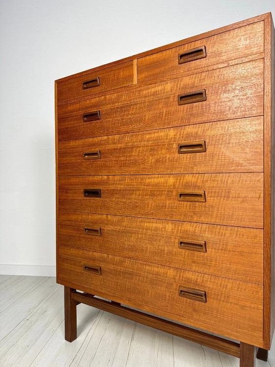 Image 1 of Cassettiera vintage danese in teak di Holger Jensen per FDB, stile Mid-Century Modern, anni '60.
