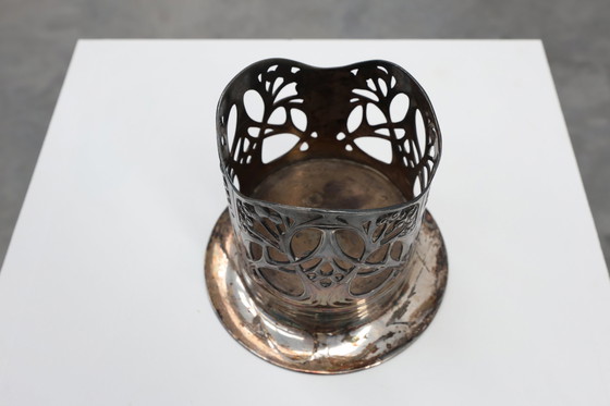 Image 1 of Jugendstil Weinflaschenhalter aus Zinn, gemarkt Urania 1075, ca. 1910