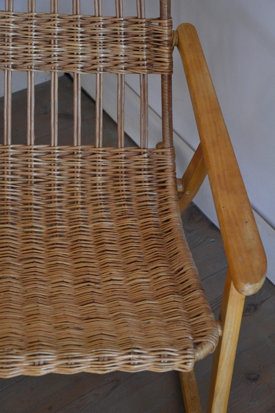 Image 1 of Sedia a dondolo vintage in vimini anni '70 – Úluv