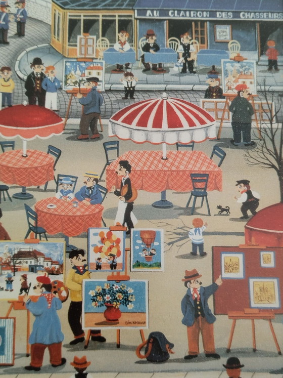 Litografia incorniciata Montmartre - Bin Kashiwa (, Arte, Vetro, Carta, Marrone (foto 9 di 10)