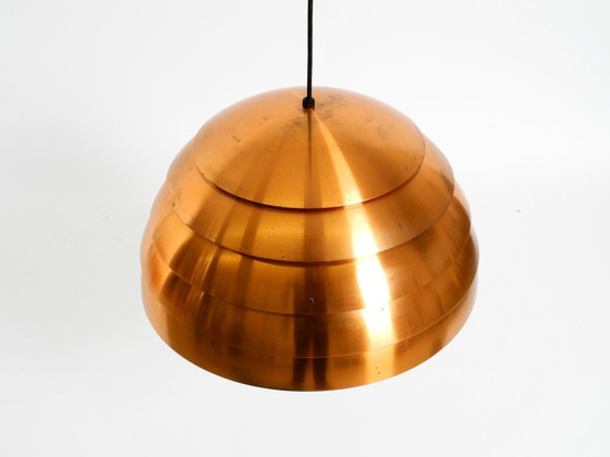 Image 1 of Lampe à suspension originale à lattes de cuivre des années 1960 par Hans-Agne Jakobsson pour Markaryd. Fabriqué en Suède