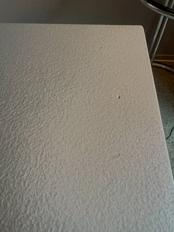 Image 1 of Zinc dining table with or without 8 leather chairs (Henders & Hazel) on wheels