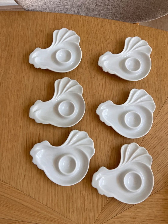 Image 1 of 6x Vintage Porcelain Egg Cup Chicken