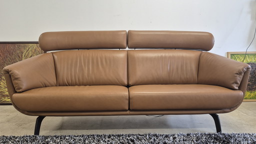 Cognac Leather Leolux Ascana 2.5 Seater Design Sofa