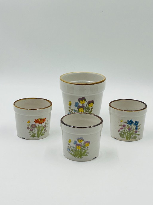 4 vasi da fiori vintage in ceramica
