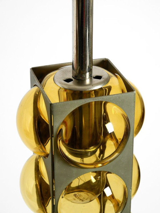 Image 1 of Beautiful 1960s Space Age pendant lamp by Temde made of glass and nickel-plated metal