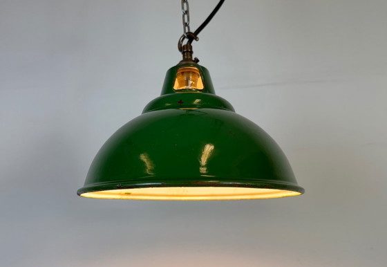 Image 1 of Industrial Green Enamel Factory Pendant Lamp from Maxlume, 1960s