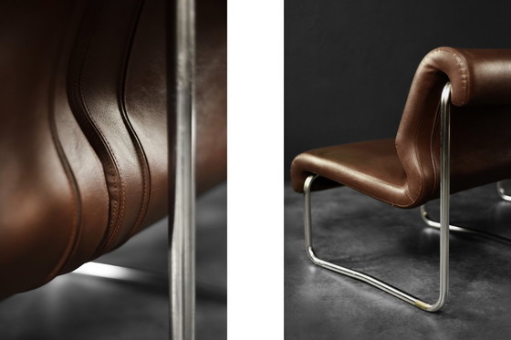 Image 1 of Divano da salotto a 2 posti con struttura in acciaio marrone, vintage metà secolo, Germania moderna, anni '70