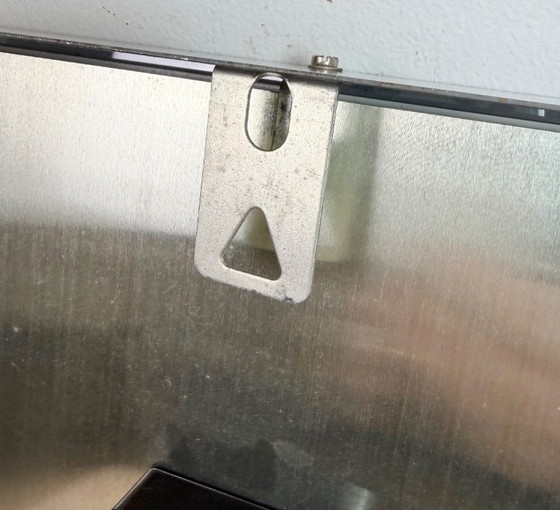 Image 1 of Grijze industriële vierkante wandklok van Pragotron, jaren 70.