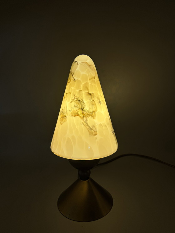 Image 1 of Vintage tafellamp met marmeren glazen kap – AGI Almelo (ca. 1970s)