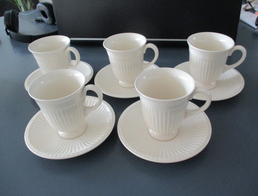 5 Sets Koffiekop Met Bordje Van Wedgwood, Model Edme