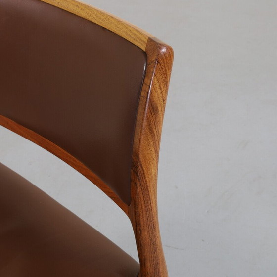 Image 1 of Set of 6 vintage model 80 leather dining chairs by Niels Møller for J.L. Møllers Møbelfabrik, 1960