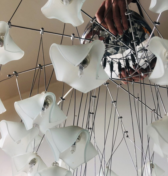 Image 1 of Lucciole cascade kroonluchter van MetalSpot, Italië, chroom en matglas