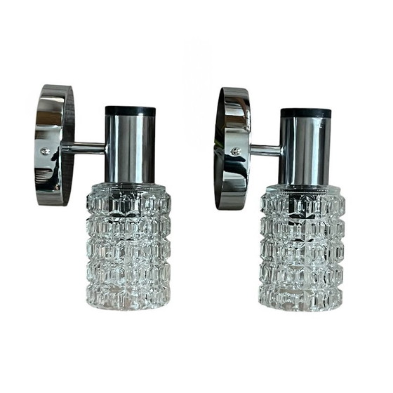 Pair of seventies stainless steel and glass globe Wall lights, Metal, Silver (photo 9 of 9)