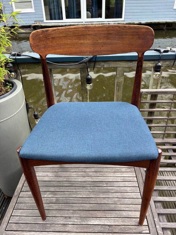 Vintage Johannes Andersen 6x eetkamerstoelen Deens design – Textile, Wood (photo 6 of 7)