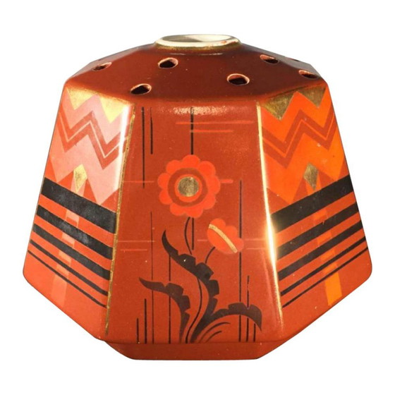 Art Deco Geometric Modernist Earthenware Pottery Vase from Saint Ghislain, 1935 (photo 12 of 12)