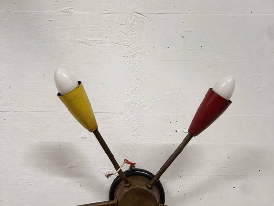 Plafoniera Vintage a 6 Luci a Stella, Anni '60 – Plafoniere, Metal, Wood (photo 7 of 11)
