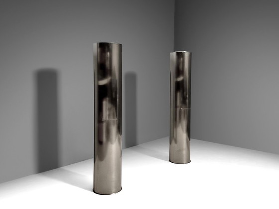 Image 1 of Monumentali lampade da terra in acciaio inossidabile di Targetti – Italia, anni '70